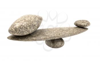 Ponderous thing: balancing cobblestones isolated over white background