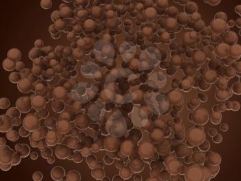 Sweet chocolate orbs over brown gradient background