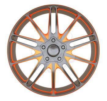 Alloy wheel or disc of sportcar isolated over white (custom rendered)