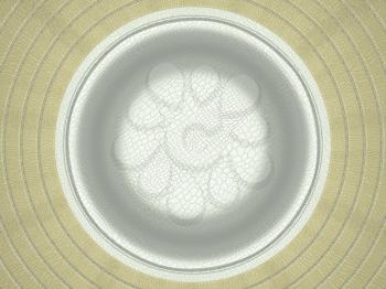 Beige and white stitched circle shape on leather. Large resolution