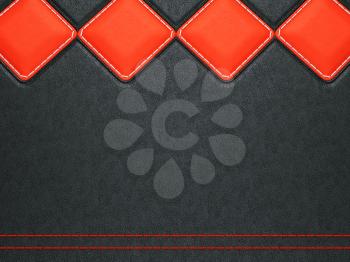Leather background with red stitch and rhombuses (large resolution)