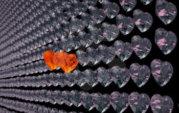 Love for couple: two red heart diamonds among grey ones. Large resolution