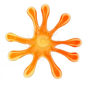 Orange microbe or fluid splash isolated on white