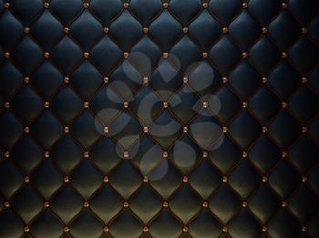 Black leather pattern with golden wire and diamonds. Bumped background