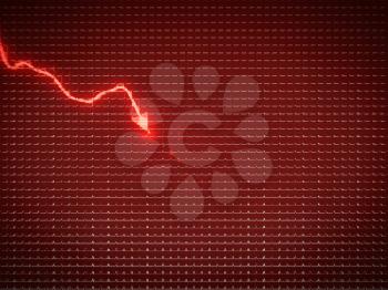Red graph as economy recession or financial crisis. Business pattern