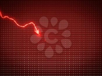 Red graph as economy recession or financial crisis. Business pattern