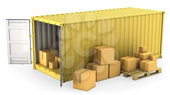 Royalty Free Clipart Image of an Open Freight Container