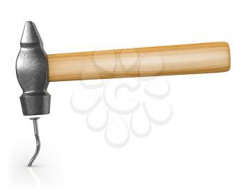 Royalty Free Clipart Image of a Hammer and Nail