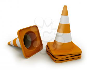 Royalty Free Clipart Image of Traffic Cones