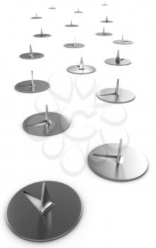 Royalty Free Clipart Image of Metal Thumbtacks