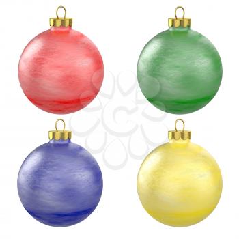 Four christmas balls isolated on white background
