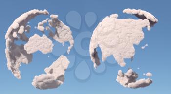 Cloud globe, Asia and Australia, isolated on blue