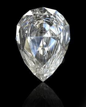 Pear cut diamond, isolated on black background