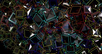 Bright abstract background with cubes. 3d rendering.