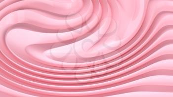 Abstract background with curls of delicate pink cream color. 3D rendering