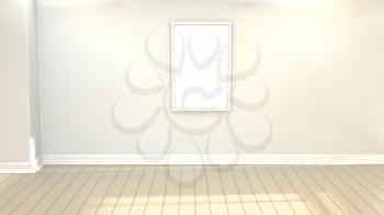 Simple frame with an empty wall. Element of design for presentation. 3D rendering. Mock up