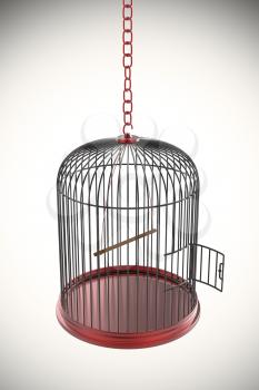 Open bird cage, 3d rendered image