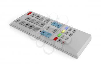 Gray remote control on white background