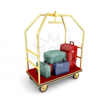 Luggage cart full with suitcases and bags