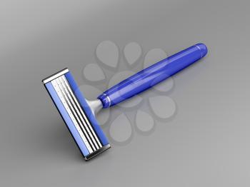 Safety razor on gray background