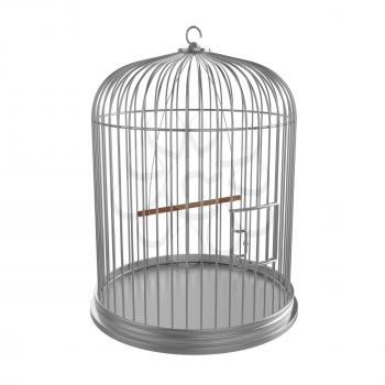 Silver bird cage isolated on white