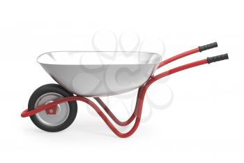 3d rendered image of wheelbarrow on white background