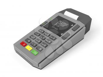 Credit card reader on white background