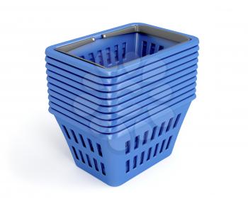 Shopping baskets on white background