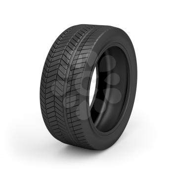 Car tire on white background