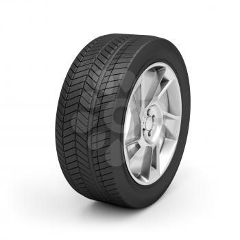 Car wheel on white background