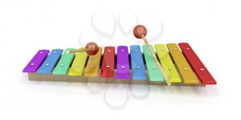 Wooden xylophone on white background