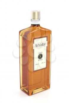 Whisky bottle on white background