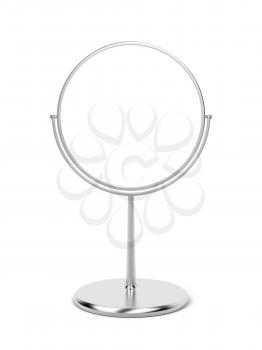 Silver makeup mirror on white background 