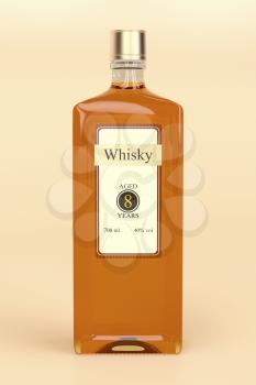 Whisky bottle on brown background