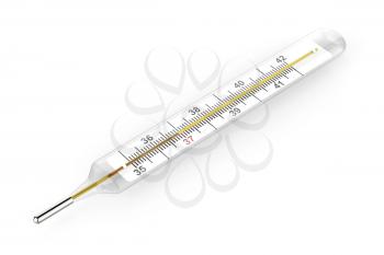 Mercury thermometer on white background