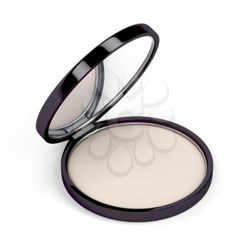 Make-up powder in box on white background