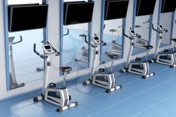 Exercise bikes in a gym