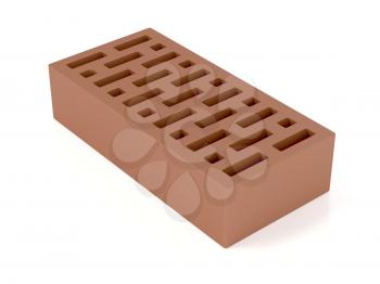 Clay brick on white background