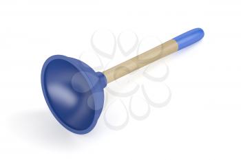 Toilet plunger on white background