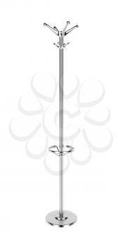 Silver coat rack isolated on white background