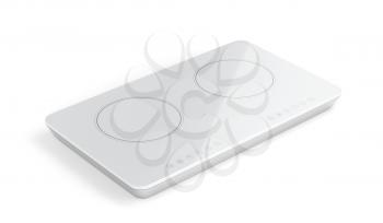 Modern white ceramic cooktop on white background