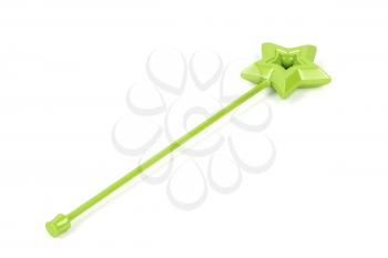 Green magic wand on white background