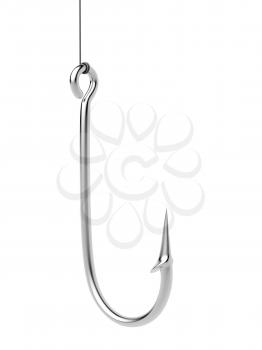 Steel fishing hook isolated on white background