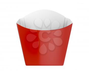 Red box for french fries isolated on white background 
