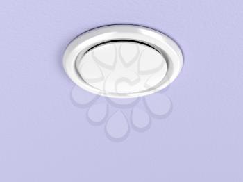 Round air vent on the purple ceiling