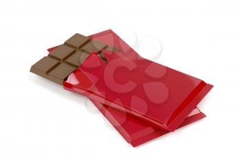 Chocolate bars on white background 