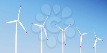 Group of wind turbines generating electricity