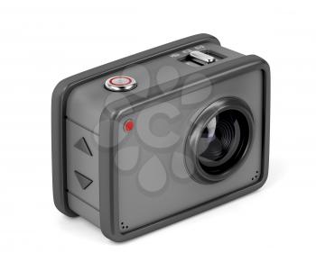 Rugged action camera on white background