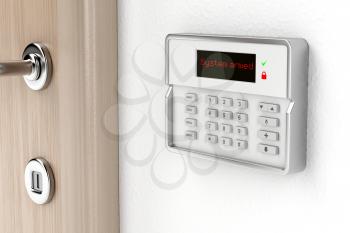 Alarm control panel on the wall