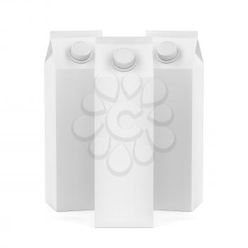 Group of white blank containers for juice or milk